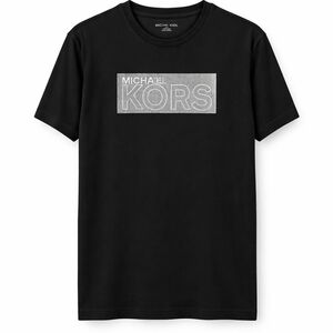 🆕Michael Kors Logo T-Shirt Black Size Large Rhinestone Logo GraphicTee Designer